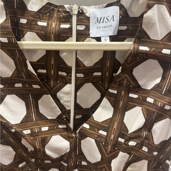 Misa Los Angeles Brown and Cream Geometric Dress - Picture 2 of 3